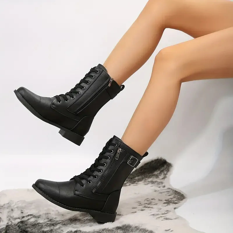 Lace-Up Side Zip Boots