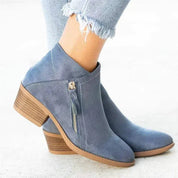 Side-Zip Low Heel Booties