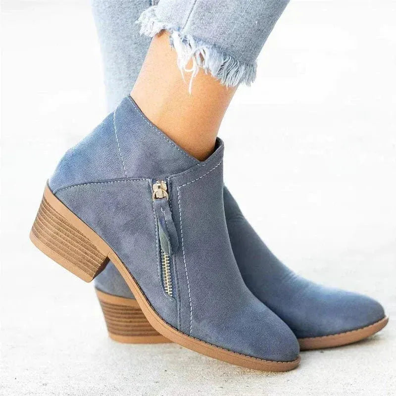 Side-Zip Low Heel Booties