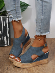 Cutout Wedge Slingback Sandals