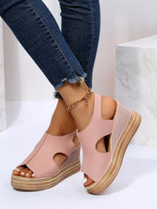 Cutout Wedge Slingback Sandals