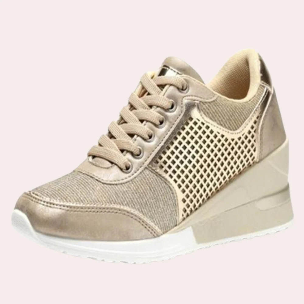 Lace-Up Mesh Wedge Sneaker