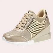 Lace-Up Mesh Wedge Sneaker