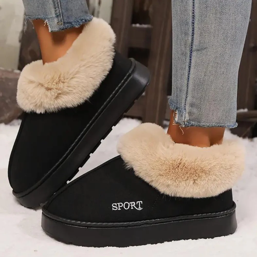 Faux Fur Collar Indoor Shoes