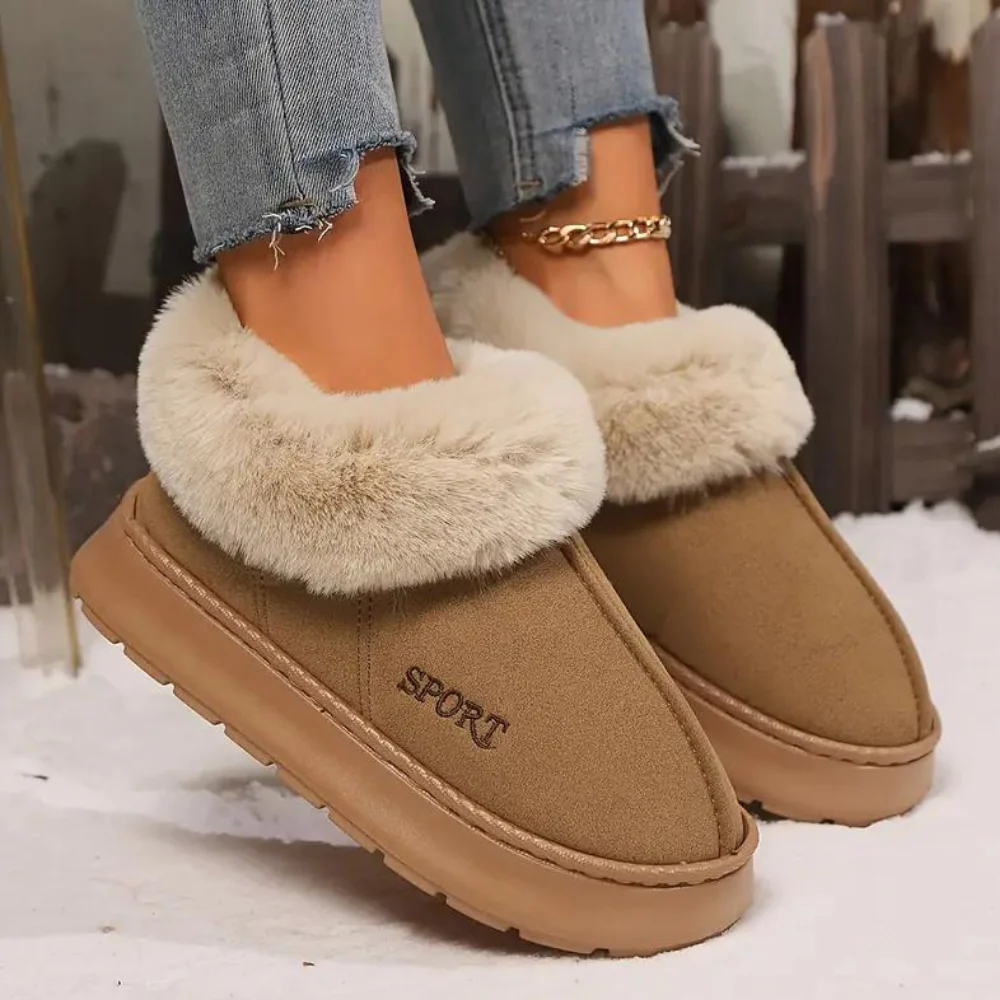 Faux Fur Collar Indoor Shoes