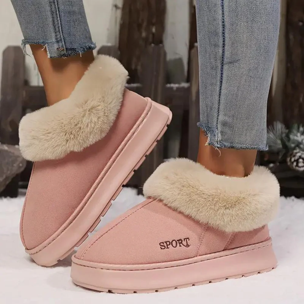 Faux Fur Collar Indoor Shoes