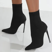 Pointed Sock-Style Stiletto Boots