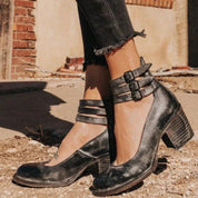 Double Strap Block Heel Pumps