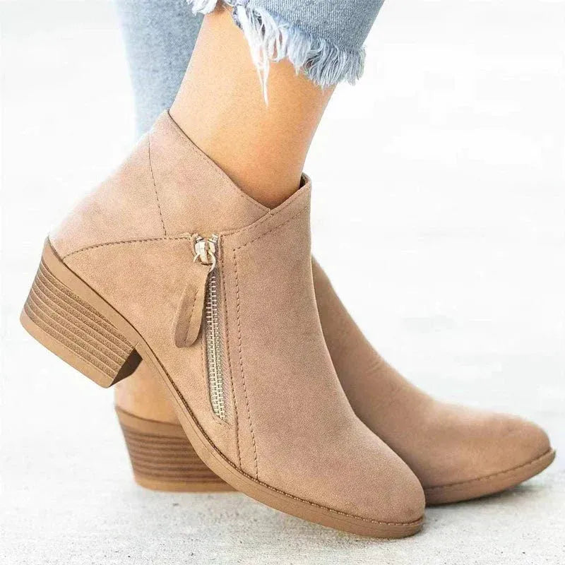 Side-Zip Low Heel Booties