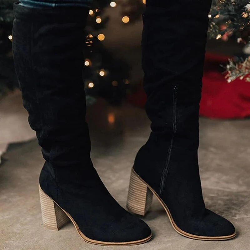 Stacked Heel Tall Boots