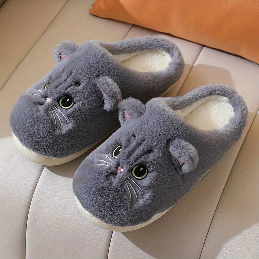 Cat Face Plush Slippers