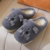 Cat Face Plush Slippers