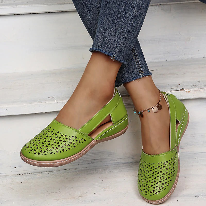 Geometric Cutout Slingback Flats