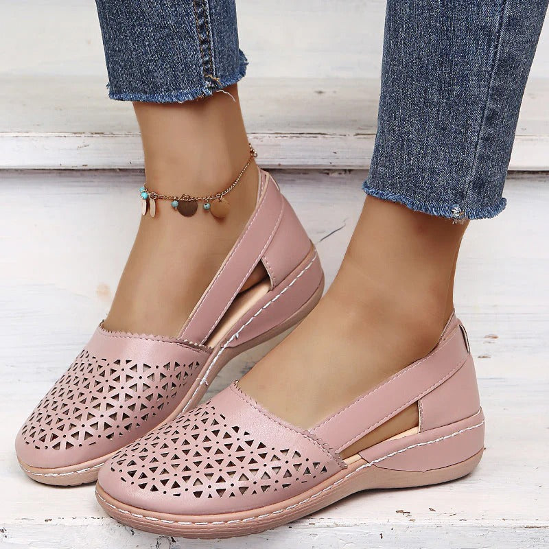 Geometric Cutout Slingback Flats