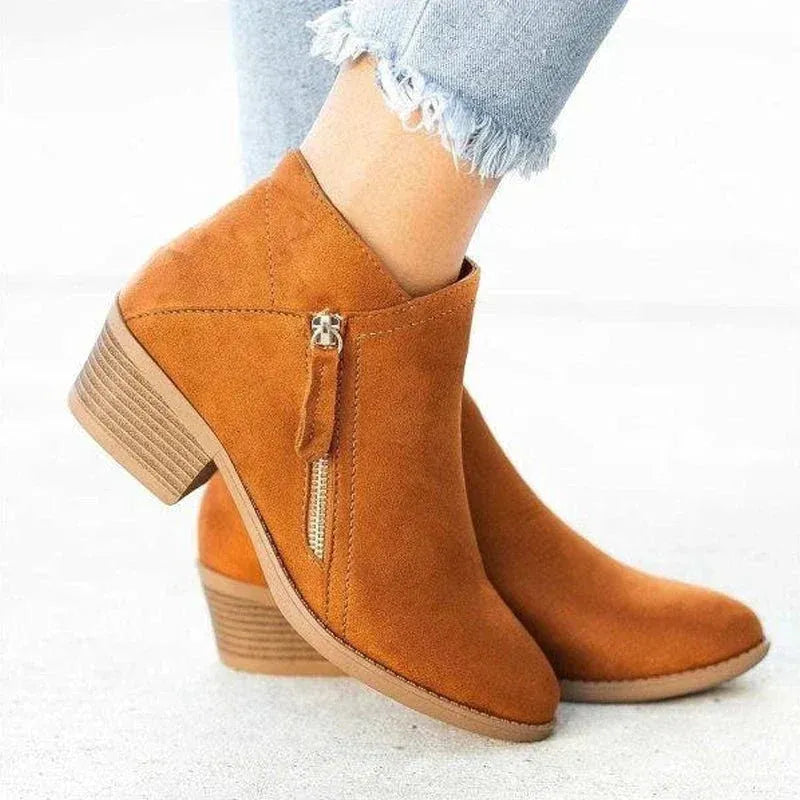 Side-Zip Low Heel Booties