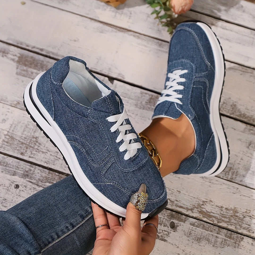 Baskets en denim à lacets