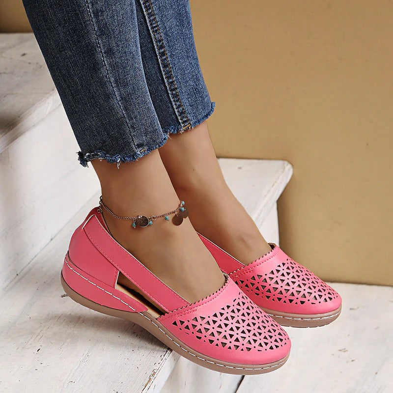 Geometric Cutout Slingback Flats